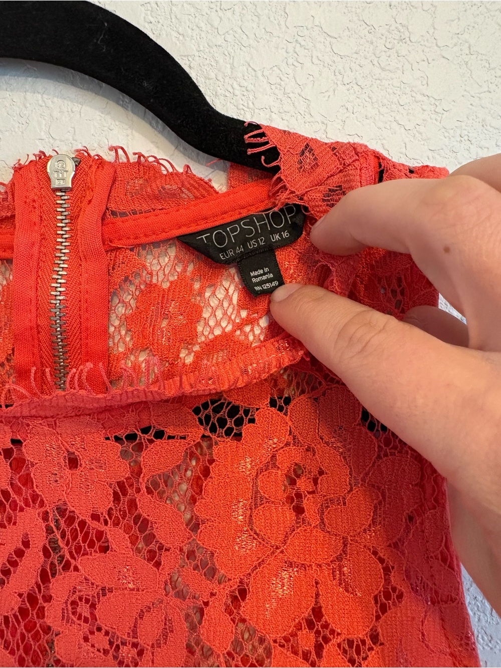 Topshop Coral Lace Crop Top Sleeveless High Neck US 12 - Picture 4 of 13